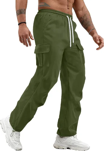 Pantalones deportivos tipo cargo para hombre, holgados, holgados, con cordón ajustable, pantalones deportivos de entrenamiento