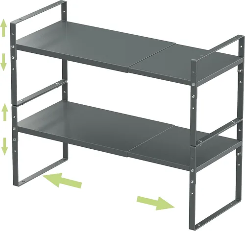 Jojocross Estante organizador de especias apilable expandible en gabinetes, estantes de cocina, armarios de cocina, estantes apilables, despensa, 2