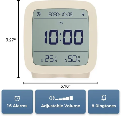 Miniatura 6 de qingping Reloj despertador digital Bluetooth inteligente con múltiples alarmas, funciona con pilas, pequeño reloj despertador con pantalla