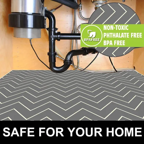 Miniatura 7 de Tapete para debajo del fregadero, 24 x 36 pulgadas, tapetes premium duraderos e impermeables para proteger gabinetes de cocina y baño, forro de Negro