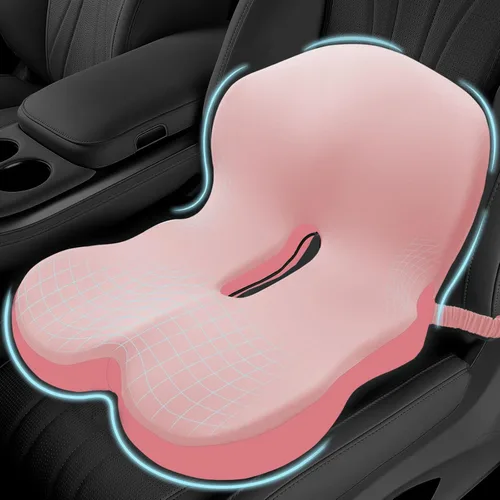 Miniatura 11 de Cojín de asiento de espuma viscoelástica para ciática y alivio del dolor de espalda, almohadilla ergonómica para silla con correa ajustable y funda