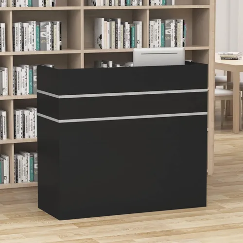 Miniatura 3 de Homsee Moderno escritorio de recepción con 3 cajones, armario de almacenamiento de 1 puerta y estante de gabinete, escritorio de madera