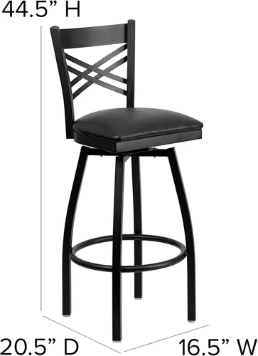 Miniatura 3 de Flash Furniture HERCULES Series Black ''X'' Taburete giratorio de metal – asiento de vinilo negro
