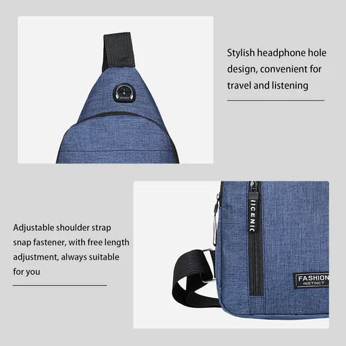 Miniatura 6 de Pequeña bolsa cruzada negra, bolsa de hombro para hombres y mujeres, bolso bandolera de pecho con una correa de viaje, Azul