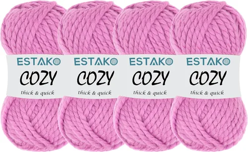 Miniatura 7 de Estako Cozy Thick & Quick Yarn - Hilo acogedor grueso y rápido, 20% lana, 80% acrílico, suave, súper voluminoso, peso #6, para tejer y hacer 50187