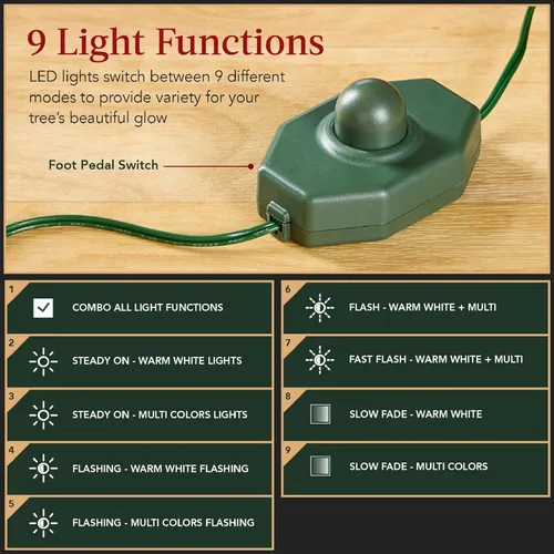 Miniatura 3 de Best Choice Products Árbol de Navidad de Aspen iluminado, abeto noble artificial flocado de 7.5 pies, luces LED blancas y multicolores Verde flocado