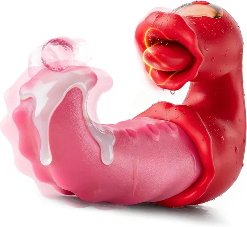 Vibrador de Juguetes Sexuales, Juguetes para Adultos para Mujeres, Vibradores de Empuje, Consolador Rose, Juguete Sexual con 10 Modos de Lamer y