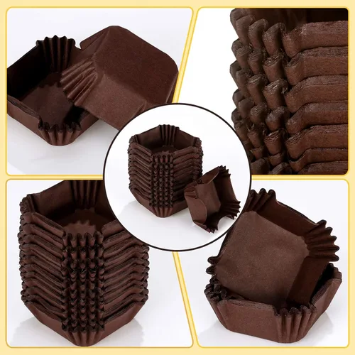 Miniatura 3 de Tanlade 350 unidades de forros desechables cuadrados para mini cupcakes, moldes de papel para hornear brownies, tazas de papel para hornear para Café