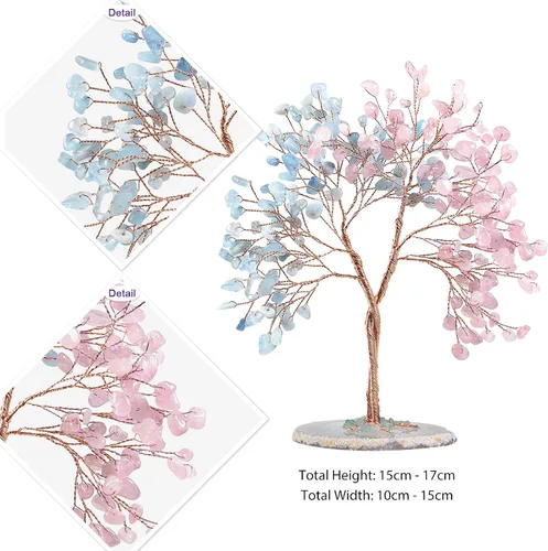 Miniatura 2 de Nupuyai Árbol de dinero hecho a mano de buena suerte con base de ágata en rodajas de ágata, piedra de cristal de energía curativa, árbol bonsái