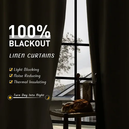 Miniatura 6 de UHITECH Cortinas cortas de lino de 24 pulgadas de largo para ventanas pequeñas de granja, cortinas opacas modernas para sala de estar, pestañas