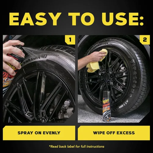 Miniatura 6 de Meguiar's Hot Shine - Revestimiento de neumáticos de alto brillo, paquete de 6 (6 x 15 onzas = 90 onzas en total) en aerosol para neumáticos