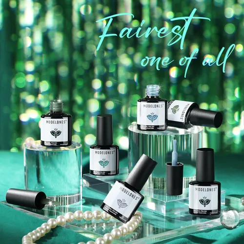 Miniatura 8 de modelones - Juego de 6 esmaltes en gel, tonos primavera, verano, gris brumoso, verde oscuro, brillantina, verde salvia, azul celeste, manicura A A6