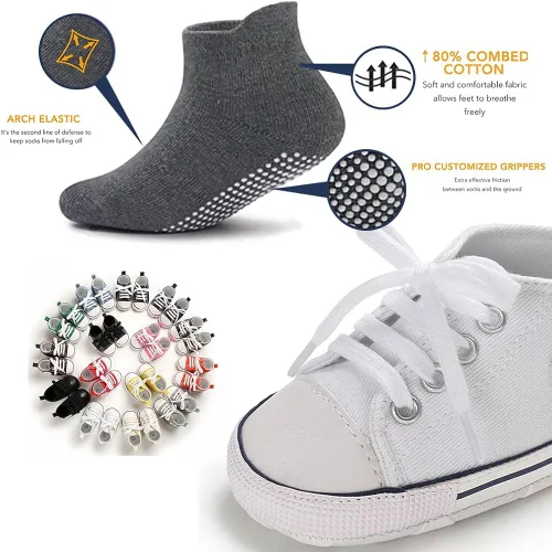 Miniatura 3 de eitwo Zapatos de lona suave unisex para bebés y niñas, ligeros y antideslizantes para recién nacidos y niños pequeños