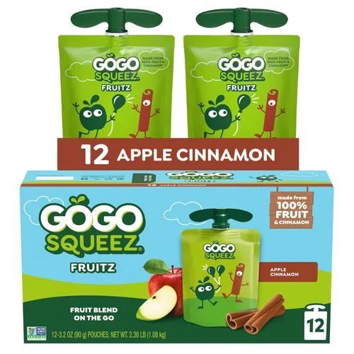 Puré de manzana GoGo squeeZ -Applesauce On The Go, sachets de 3.2 oz, 12 unidades