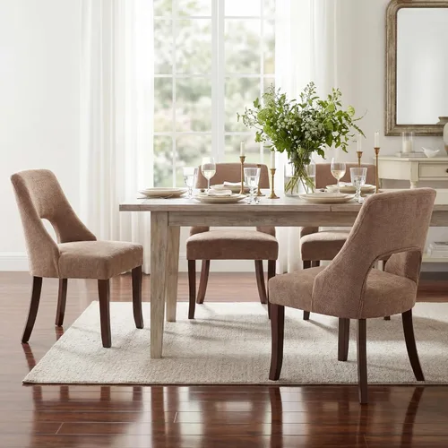 Miniatura 13 de UVV Juego de 2 sillas de comedor de madera, sillas de comedor modernas de mediados de siglo tapizadas en tela para cocina y comedor, silla de cena