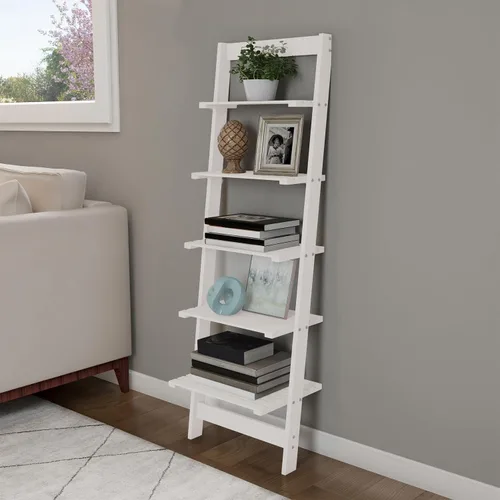Miniatura 6 de Lavish Home - Estantería de escalera de 5 niveles, estantería inclinada estrecha de 50 pulgadas, estantería de madera para sala de estar, baño