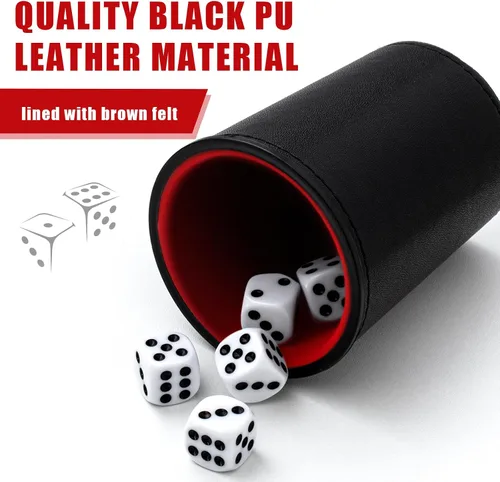 Miniatura 3 de Liliful El juego de 2 tazas de cuero incluye 10 tazas de juego de cuero, 50 dados y 2 fundas de almacenamiento con cierre magnético, regalo de juego