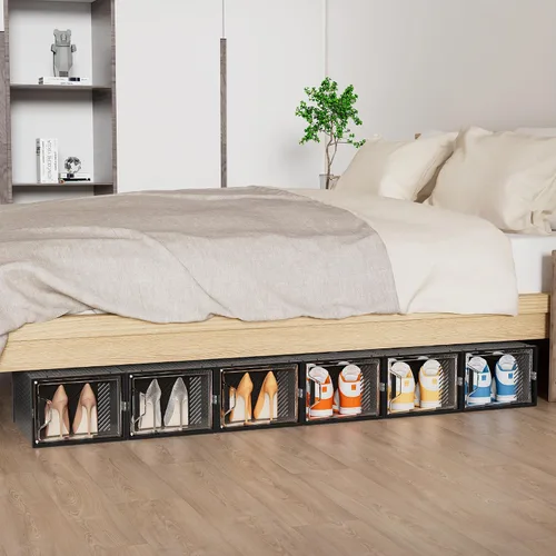 Miniatura 8 de SIMPDIY - Paquete de 12 cajas de almacenamiento de zapatos XL, organizador de zapatos para armario, cajas de almacenamiento de zapatos de plástico