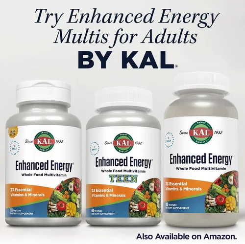Miniatura 6 de KAL Teens - Suplementos energéticos mejorados, multivitamínico de alimentos integrales una vez al día con hierro, 23 vitaminas y minerales, apoyo