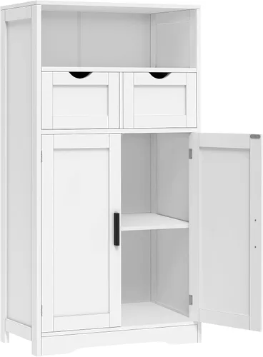 Miniatura 15 de Iwell Armario de almacenamiento con puertas y estantes, armario de despensa de cocina, gabinetes de baño para sala de estar, cocina, lavandería