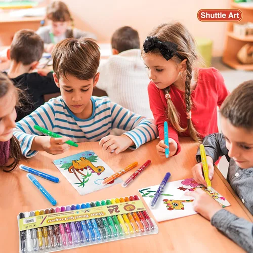 Miniatura 6 de Shuttle Art 24 colores de crayones de gel para niños pequeños, juego de crayones no tóxicos para niños y niñas, efecto crayón-pastel-acuarela, ideal