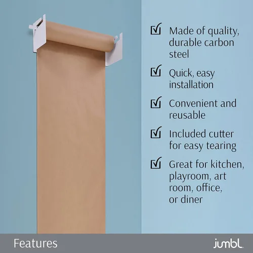 Miniatura 4 de Jumbl Dispensador de papel kraft montado en la pared de 8 pulgadas Rollo de papel colgante con cortador para cocina, sala de bricolaje, oficina