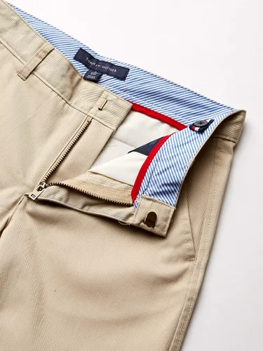 Miniatura 4 de Tommy Hilfiger Pantalones de vestir de mezcla de sarga frontal plana ropa de uniforme escolar para niños