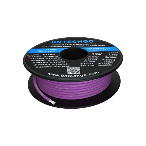Miniatura 11 de BNTECHGO Carrete de alambre de silicona calibre 12, 50 pies, color marrón, flexible, 12 AWG, alambre de cobre estañado trenzado
