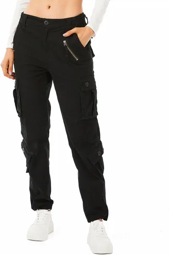 Miniatura 4 de Pantalones cargo de trabajo para mujer, de algodón, con 8 bolsillos, informal, estilo de combate militar