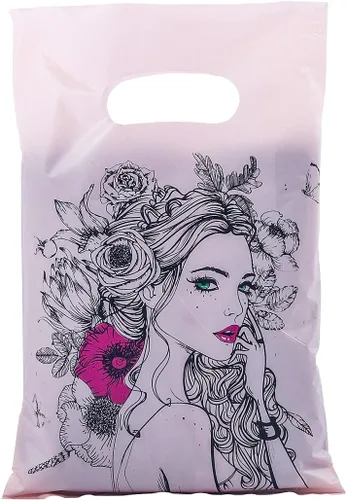 Miniatura 25 de ysmile Pequeña bolsa de compras de plástico negro con asa para pequeñas empresas Bolsa de plástico de mercancía troquelada bolsa de polietileno 100