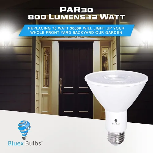Miniatura 3 de PAR30 - Paquete de 10 bombillas LED de inundación para exteriores, 12 W, equivalente a 100 W, 900 lúmenes, regulables, impermeables, E26, 3000 K
