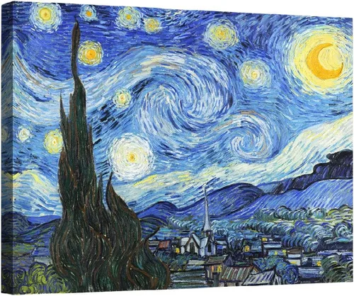 Miniatura 54 de ELITEART -Noche estrellada sobre el ródano por Vincent Van Gogh Giclée Art Canvas Prints- Tamaño del marco: 28 x 35 pulgadas