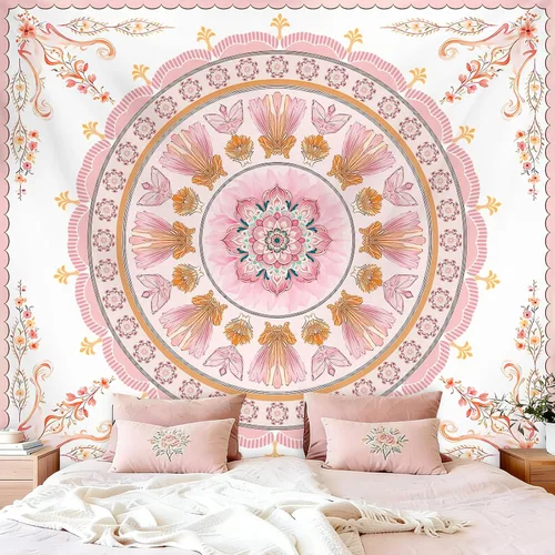 Miniatura 12 de Apdidl Tapiz bohemio de mandala negro para estética de dormitorio, decoración hippie, astrología espacial, arte de pared, tapices de techo, manta