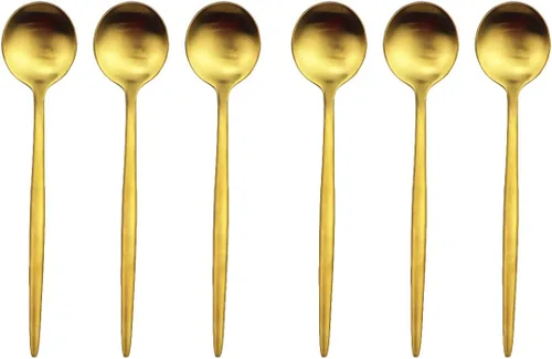 Miniatura 12 de Golden Stain - Cubiertos modernos de 6 piezas de acero inoxidable 304, tenedor de postre de acero inoxidable 304, tenedor de ensalada de 7.2