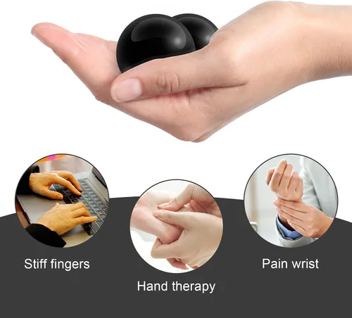 Miniatura 5 de Coolrunner Bolas de Baoding negras de mármol para aliviar el estrés de la salud de la mano Bolas de masaje
