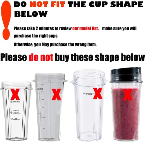 Miniatura 3 de Vaso de repuesto para licuadora de 24 onzas con tapas To-GO para Ninja, paquete de 2 piezas de repuesto compatibles con Ninja BL450 BL456 BL480
