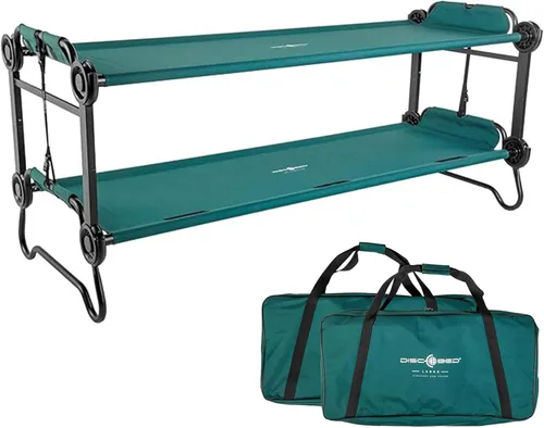 Miniatura 13 de Disc-O-Bed Gran banco convertible para exterior de 2 personas y cuna de camping doble para adultos, sistema de literas portátil, negro
