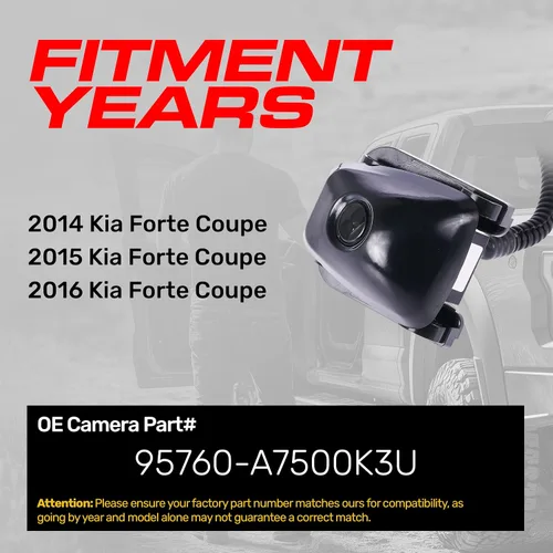 Miniatura 2 de Master Tailgaters Repuesto para Kia Forte Coupe (2014-2016) Cámara de respaldo OE Parte # 95760-A7500K3U