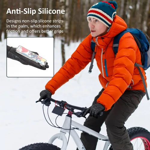 Miniatura 4 de Guantes de ciclismo cálidos de invierno para hombre, pantalla táctil térmica, ligeros, para clima frío, delgados, resistentes al viento, para mujer
