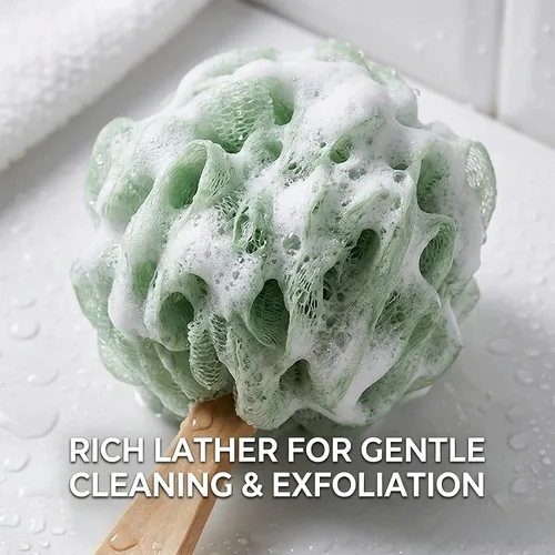Miniatura 6 de Paquete de 4 esponjas grandes de esponja de esponja de baño con mango largo para ducha, cepillo de espalda para el cuerpo de baño, cepillo de spa
