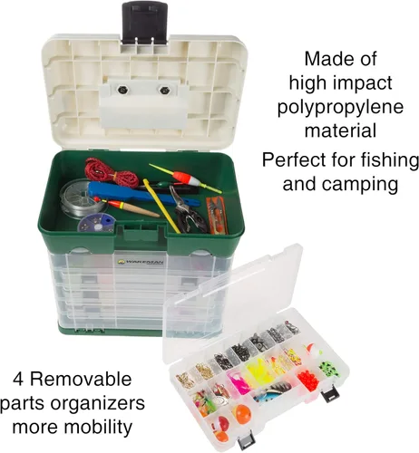Miniatura 2 de Wakeman - Organizador de caja de aparejos de plástico duradero y suministros para manualidades Verde