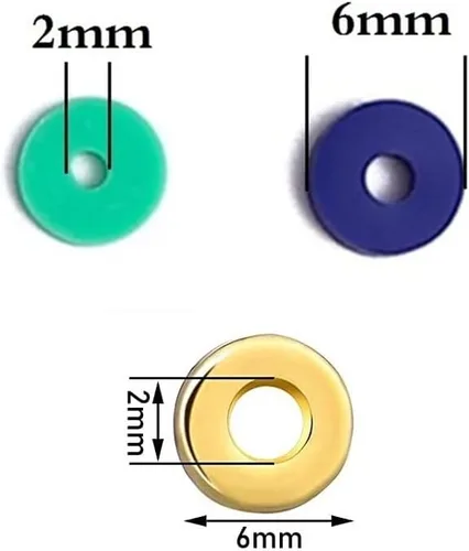 Miniatura 3 de Amaney 500 piezas de 6 mm cuentas doradas planas redondas para hacer joyas, cuentas espaciadoras en disco sueltas para pulseras, collares