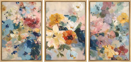 Miniatura 54 de SIGNWIN Impresión en Lienzo Enmarcado Arte de Pared Rosa Blanca Suave Floral Flores Delicadas en Floración Ilustraciones Modernas Bohemias Escénicas