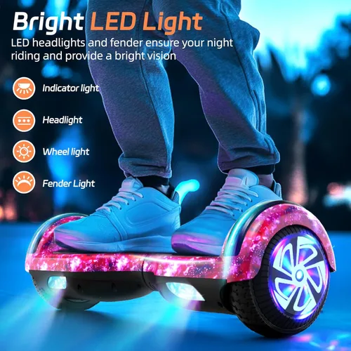 Miniatura 3 de Scooter con luces LED Bluetooth Corlorful, ruedas de 6.5 pulgadas, scooter de motor dual de 300 W para niños, niñas, niños y adultos, todas