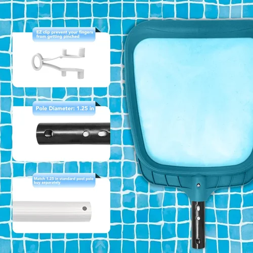 Miniatura 8 de POOLWHALE Red Profesional de Espumadera para Piscina, Bolsa de Malla Fina, Herramienta de Limpieza de Hojas de Piscina de Servicio Pesado - Limpieza