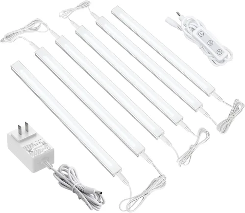 Miniatura 14 de ASOKO Iluminación LED regulable para debajo del armario para cocina, 6 barras de luz LED de 12 pulgadas, luz LED de armario blanca cálida 3000 K, 12