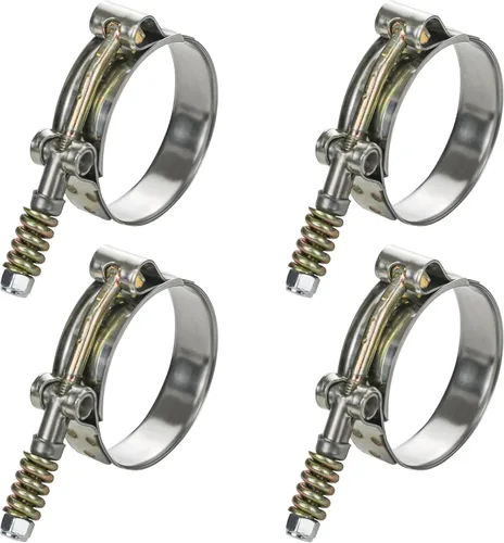 Paquete de 4 abrazaderas de manguera con perno en T, abrazadera de manguera de acero inoxidable con resorte de refuerzo para tubo, abrazadera de