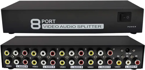 Miniatura 8 de QiCheng&LYS Caja divisor RCA de 4 vías 3 alimentada, 1 en 4 salidas, duplicador de distribución de audio de video compuesto con adaptador de 1 en 4