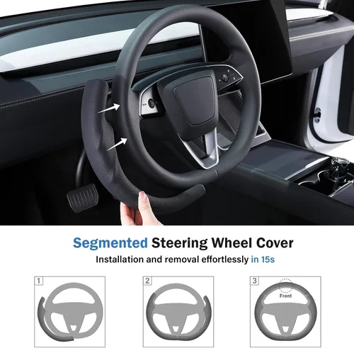 Miniatura 7 de Cubierta de volante para Tesla Model 3 Highland (2024-Presente) / Model Y Juniper (2025-Presente), antideslizante, agarre cómodo, transpirable