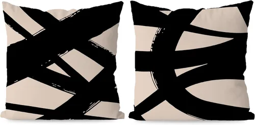 Miniatura 8 de KEUSPI Fundas de almohada decorativas negras y beige, juego de 4 fundas de almohada negras para sofá, decoración del hogar, estilo boho moderno
